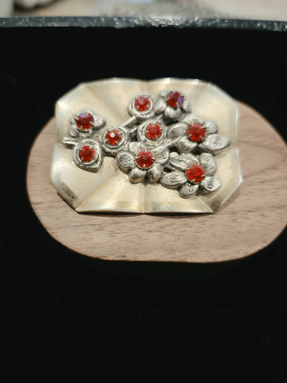 Vintage 1930's-40's Pot Metal Style Red Bouquet Brooch